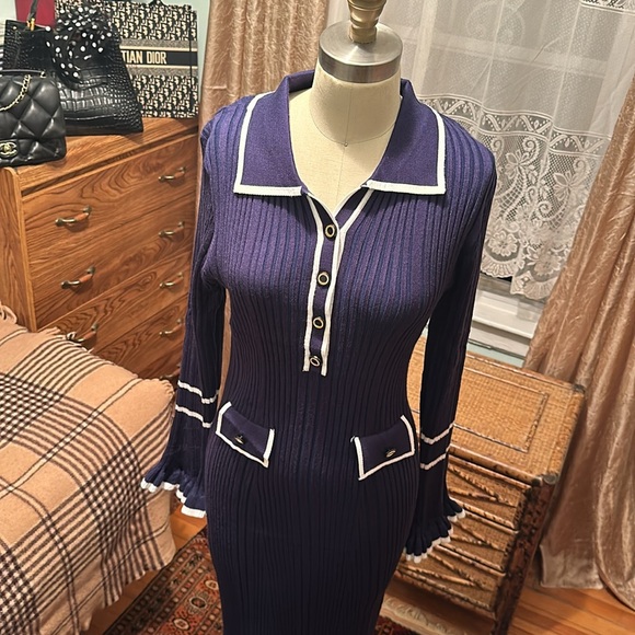 🌺SOLD🌺 NWT PINK QUEEN NAVY DRESS SUZE L - Picture 5 of 8